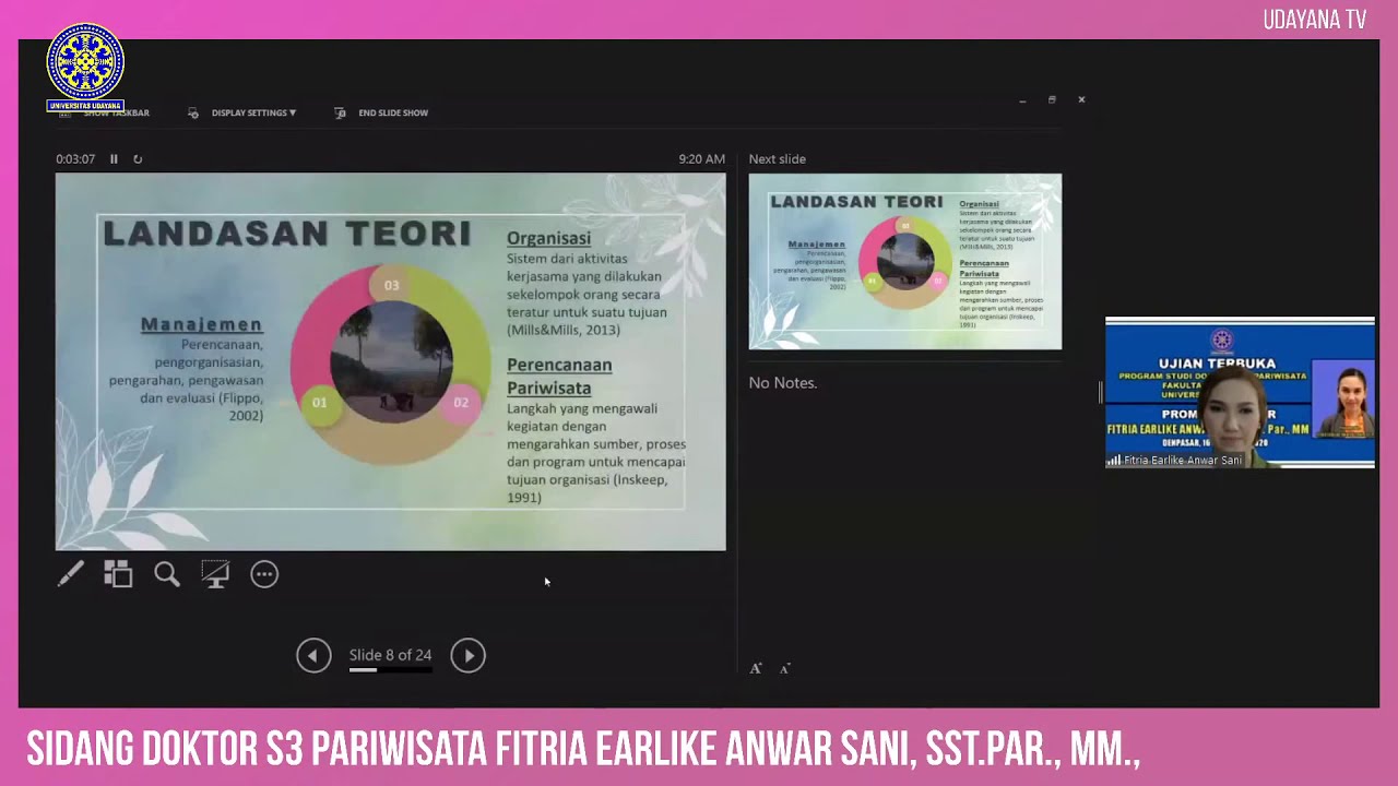 [SIARAN LANGSUNG] Sidang Doktor S3 Pariwisata Fitria Earlike Anwar Sani, SST.Par., MM.,