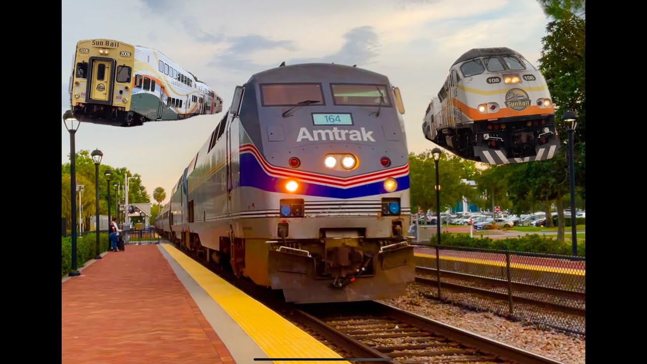 Sunrail + Amtrak Railfanning At Winter Park + Hornshow FT: AMTK 164 8/9/24
