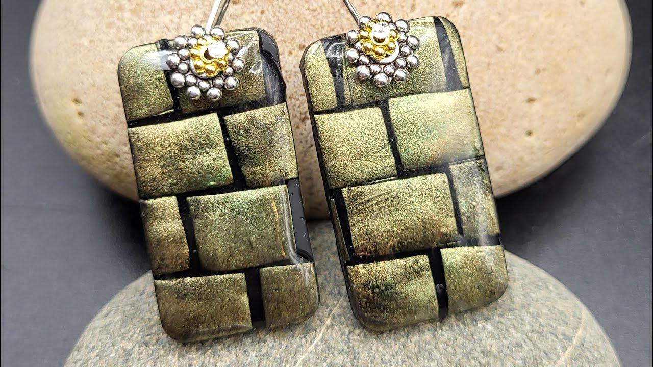 Metallic mosaic tile look on polymer clay