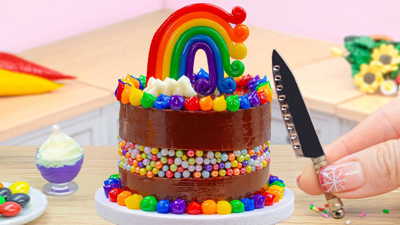 Best Miniature Chocolate Rainbow Heart Cake 🌈1000+ Best Miniature  Chocolate Rainbow Cake Decorating