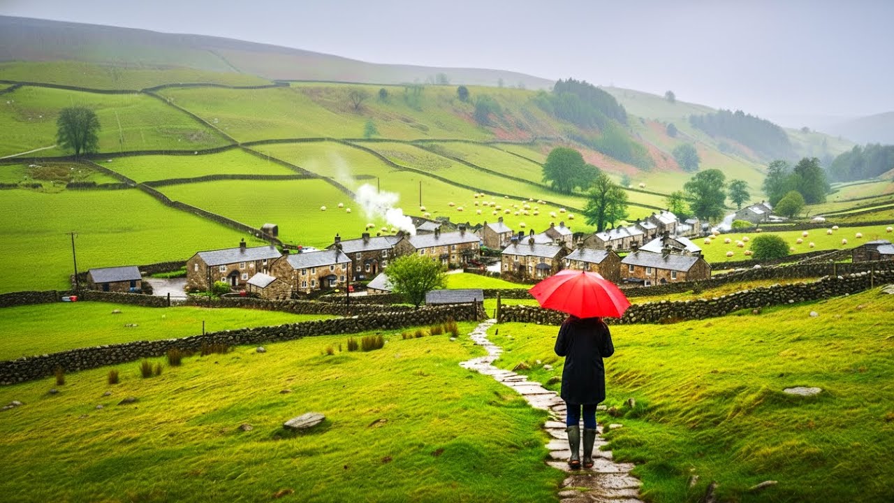 This Isolated English Village is Hauntingly Beautiful | Rainy Countryside Walk 4K