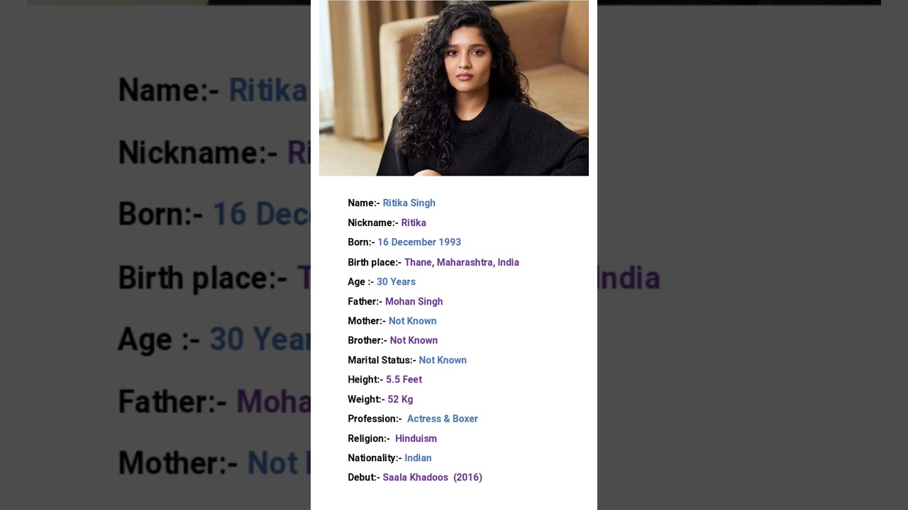 Beautiful Actress Ritika Singh Biography #viral #youtubeshorts #shortvideo #shorts