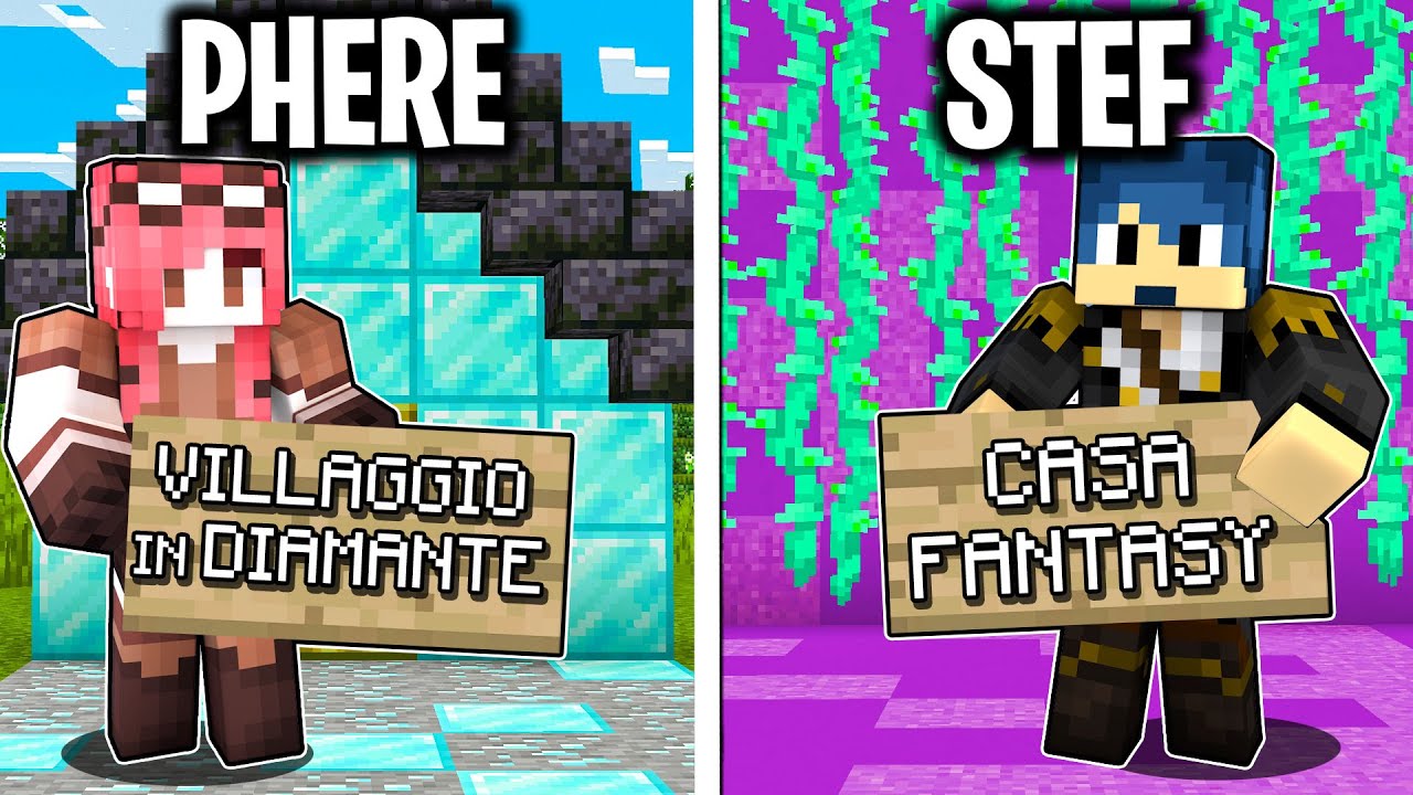 STEF E PHERE DECIDONO COSA COSTRUISCO 2 - VILLAGGIO DIAMANTE - Minecraft ITA