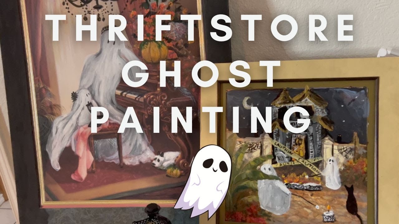 Spooktacular Halloween DIY - Thrift Store Ghost Paintings Come to Life: Vlogtober Day 4