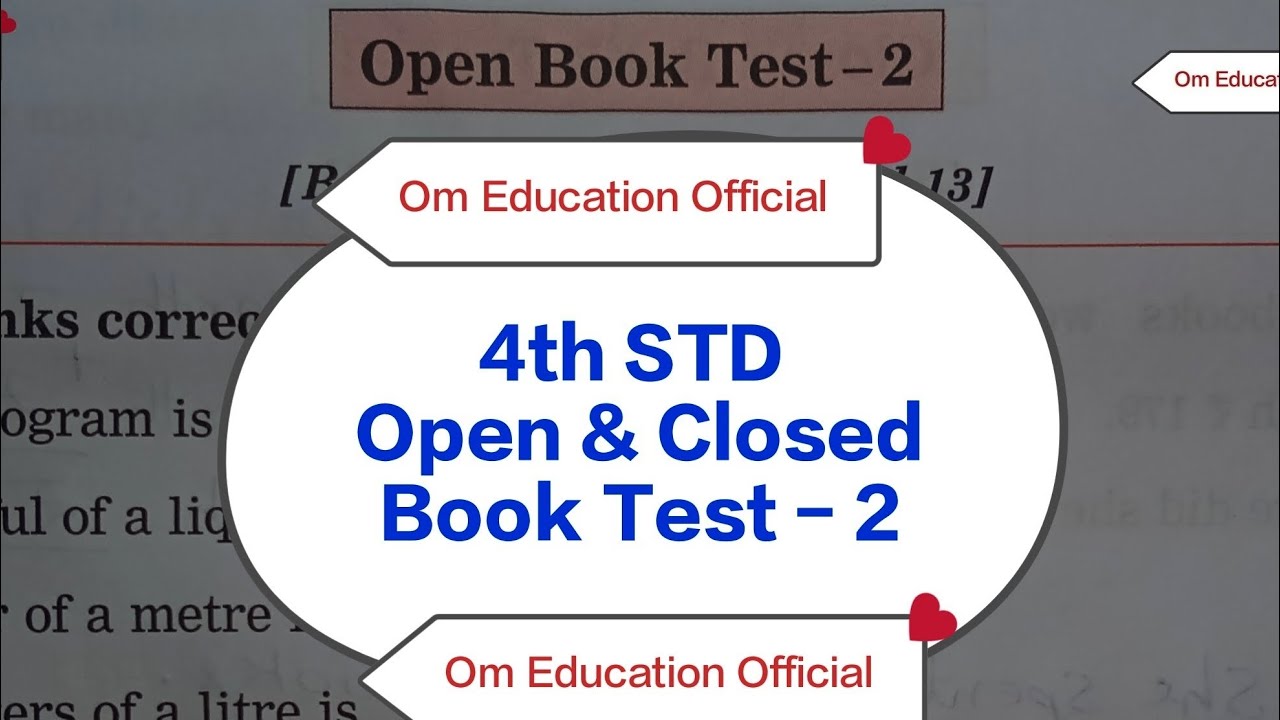 4th STD Maths Workbook Open And Closed Book Test - 2 @OmEducationOfficial