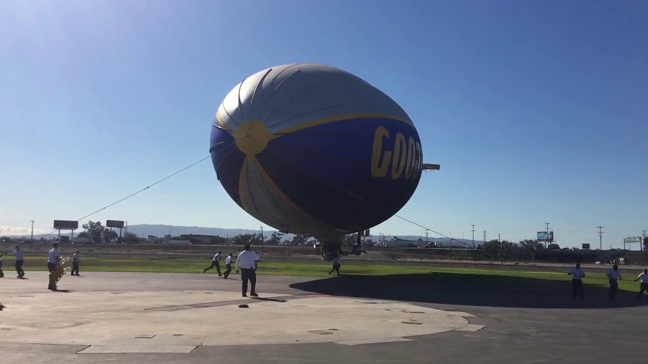 Scary Blimp Landing At Carson Blimp Port  - Goodyear Blimp