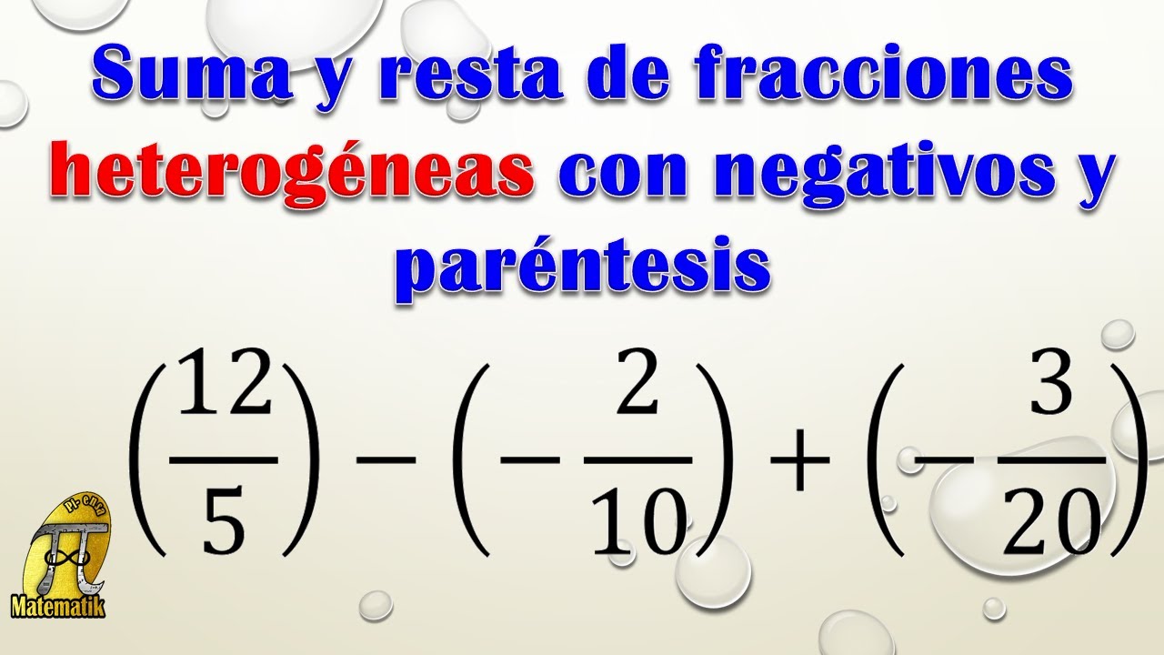 Suma y resta de fracciones con números negativos y paréntesis