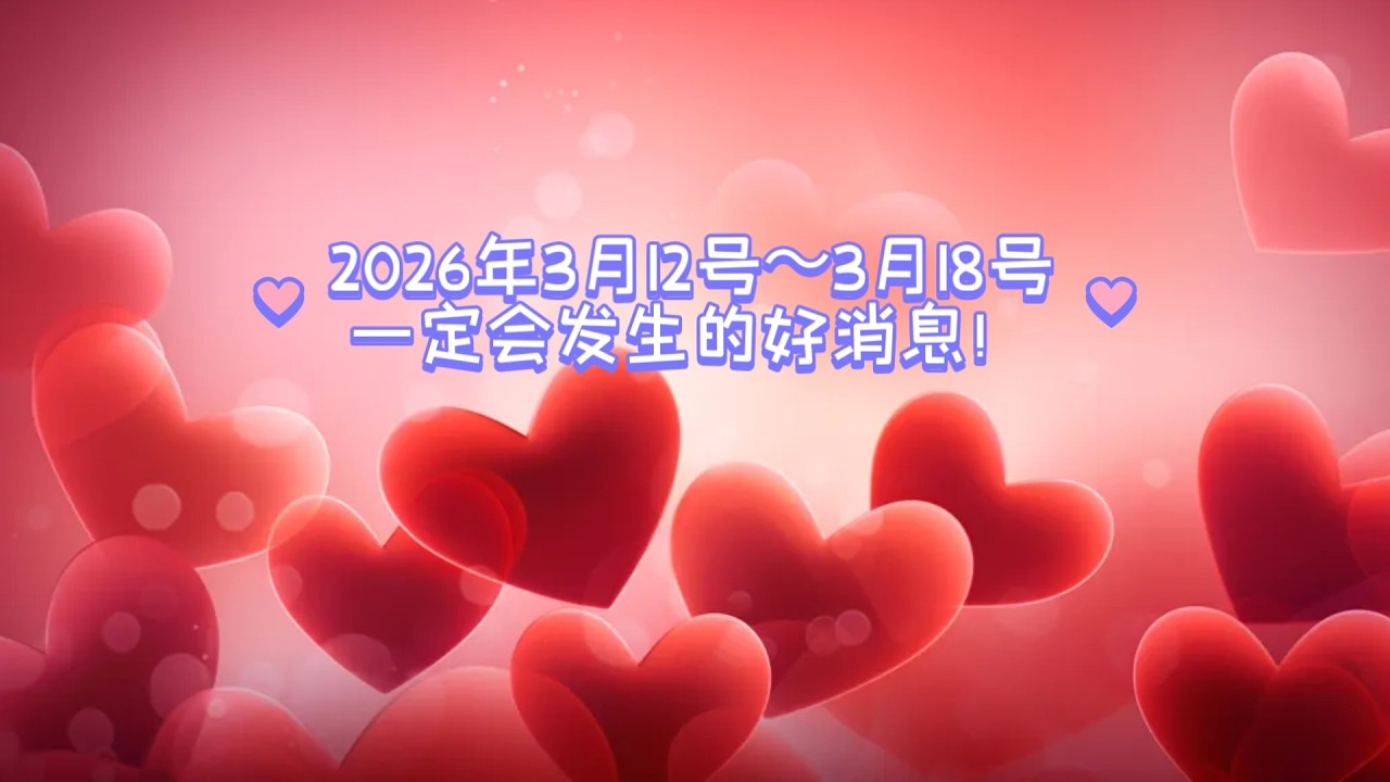2026年3月12号到3月18号一定会发生的好消息！（不限时空 不限关系）