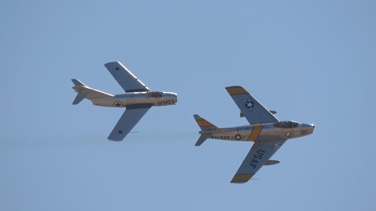 Mig-15 & F-86 Flybys .. California Capital Airshow 2017 (4K)