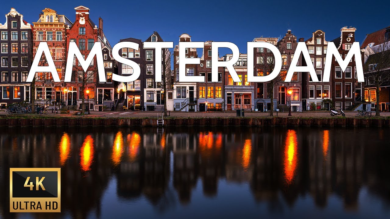 FLYING OVER AMSTERDAM (4K UHD) - Amazing Beautiful Nature Scenery with Relaxing Music