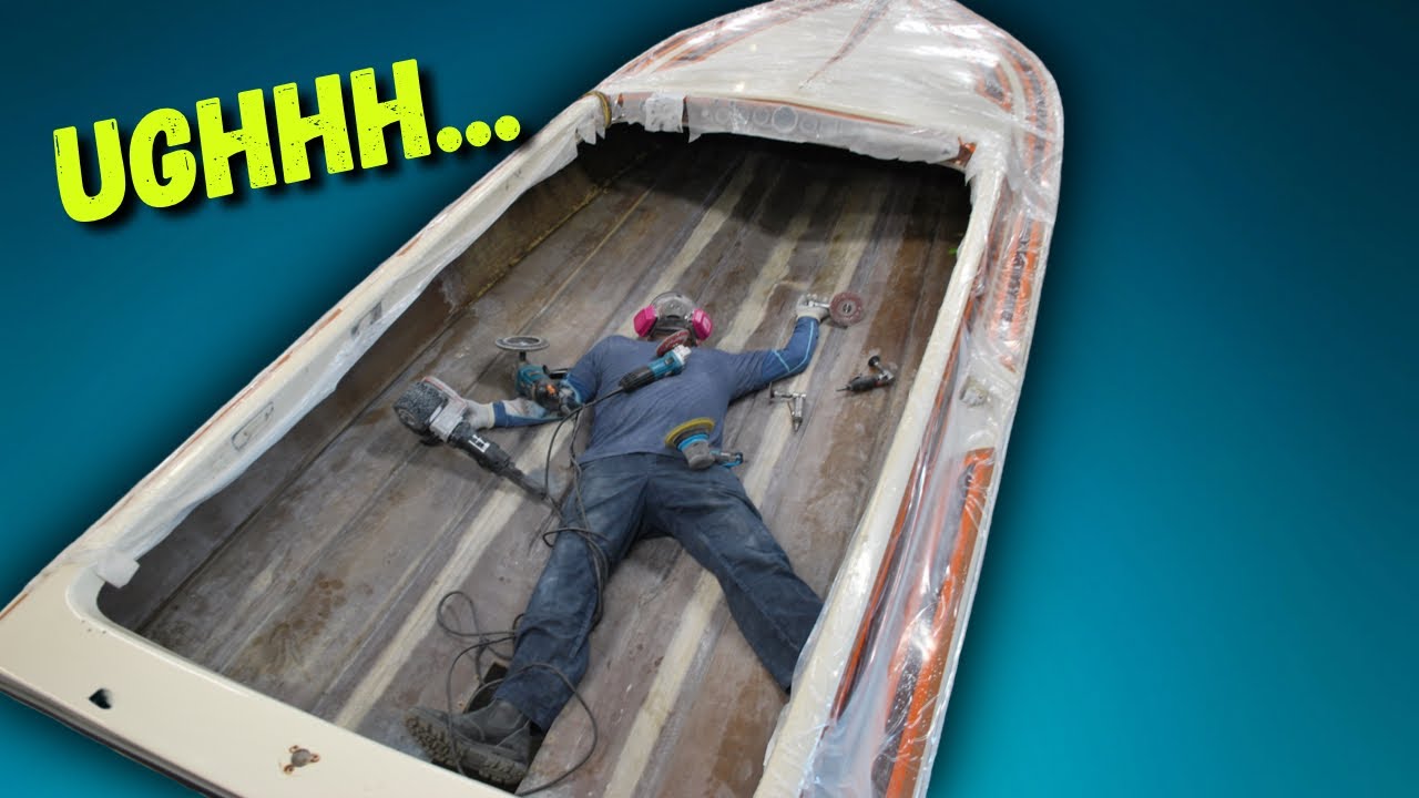 Repairing the Hull of a Fiberglass Jet Boat to Accept New Stringers and Transom Wood