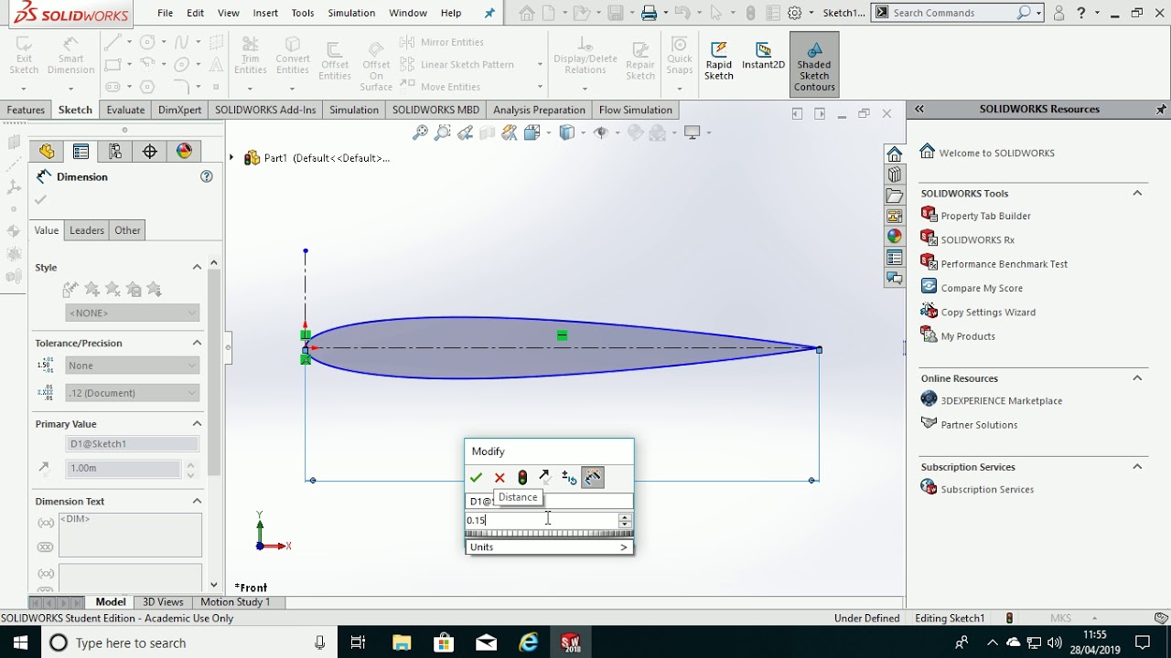 Creating the Aerofoil NACA 0012 Part for CFD Simulation in SolidWorks - Video 1 of 2