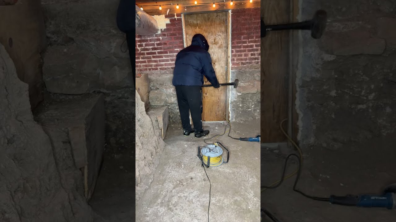 Cutting & Sledge Hammering A Basement  Concrete Wall Flat......