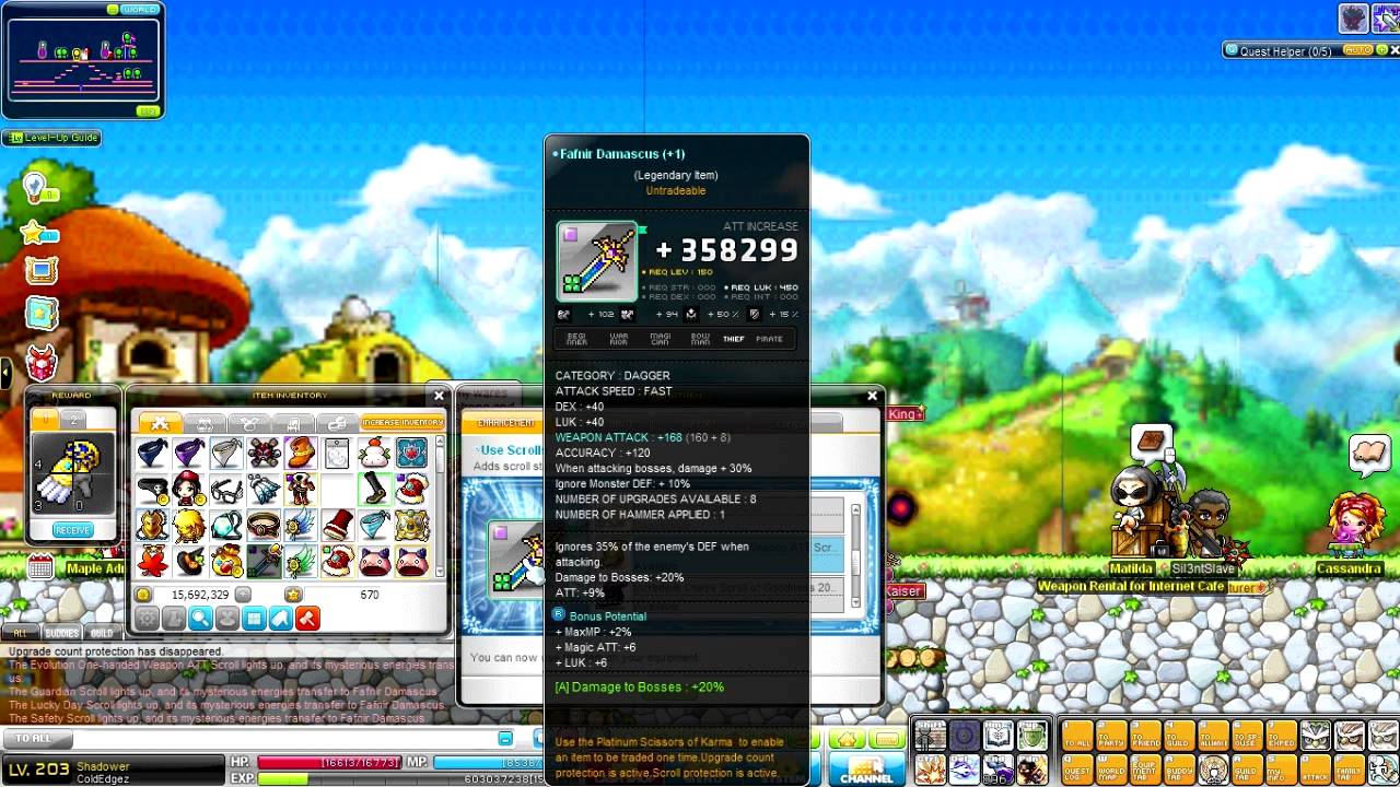 Maplestory : Re-Scrolling my Fafnir Dagger