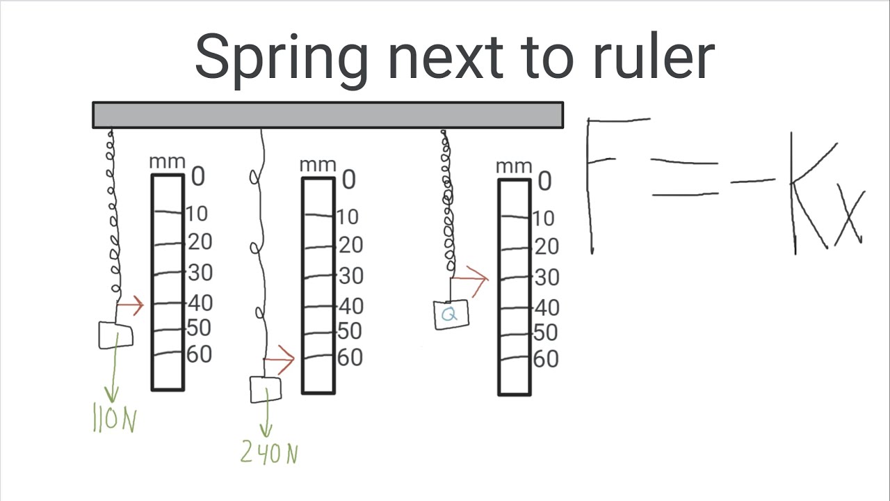 Spring next to a ruler, find the reading of a spring with no mass. | Physics 1