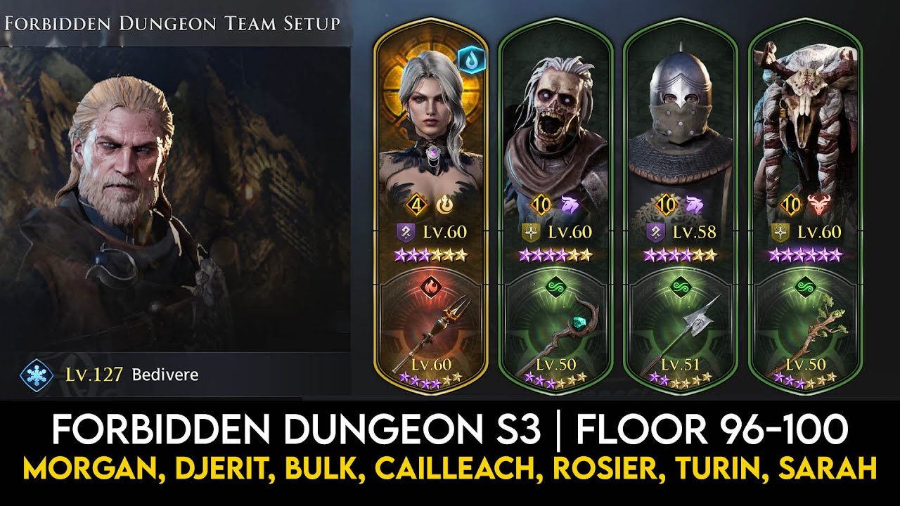 Season 3 Forbidden Dungeon 96 - 100 Playthough | King Arthur Legends Rise Guide