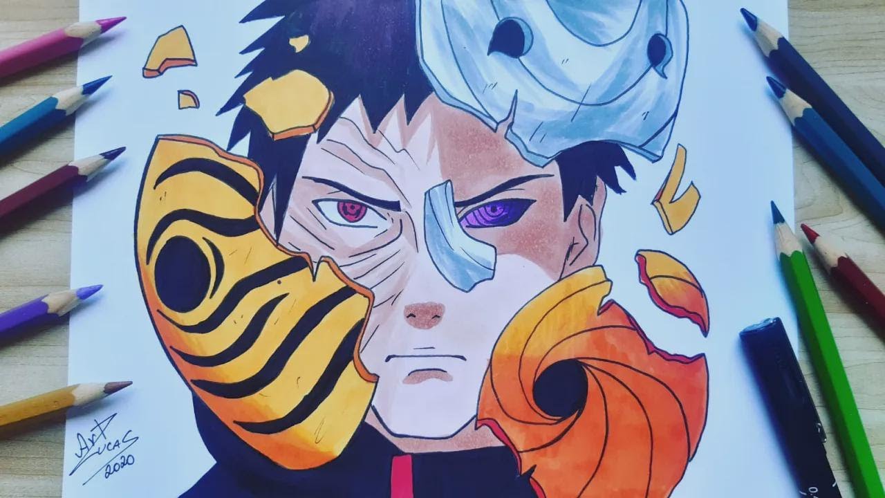 Comment dessiner Tobi de Naruto (Akatsuki) étape par étape