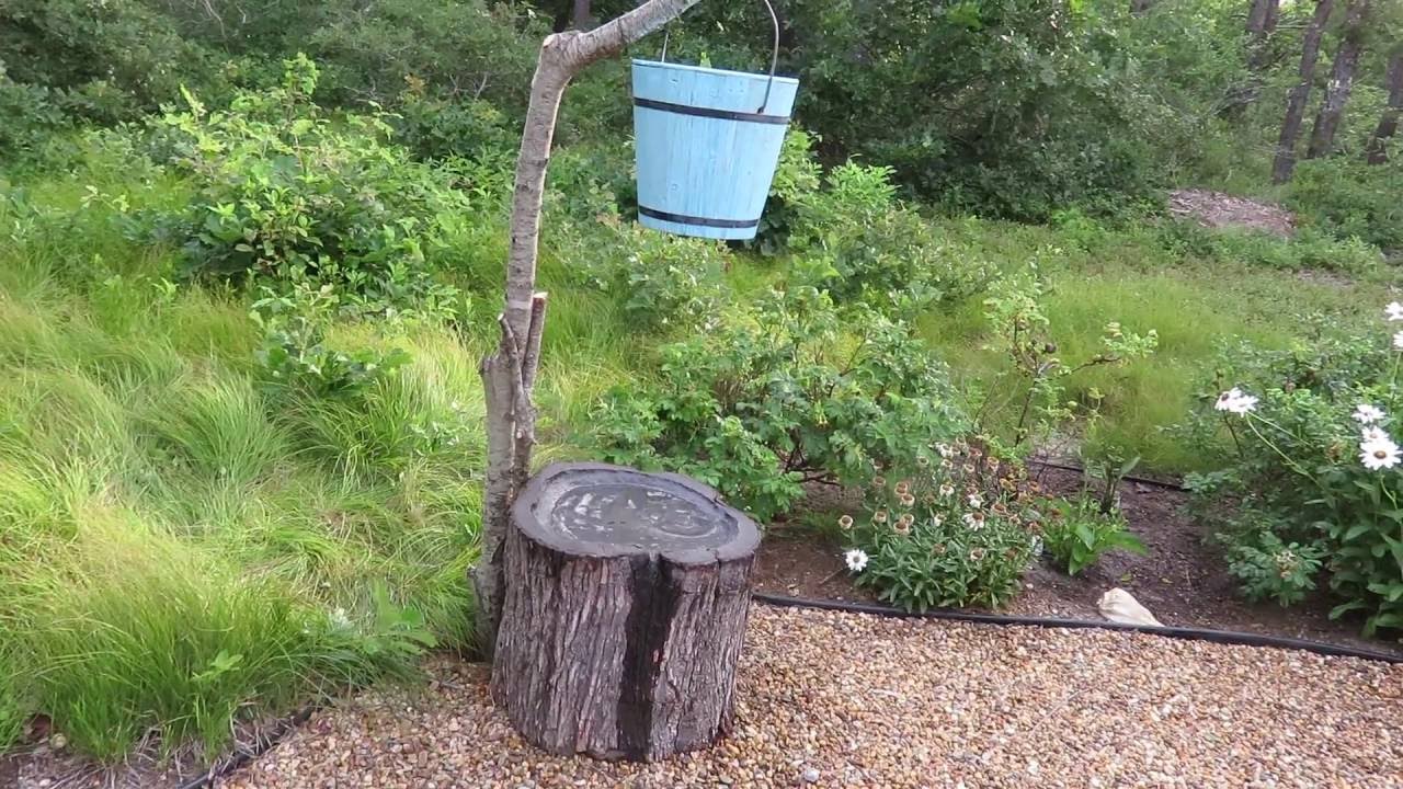 Low-tech rustic  birdbath dripper