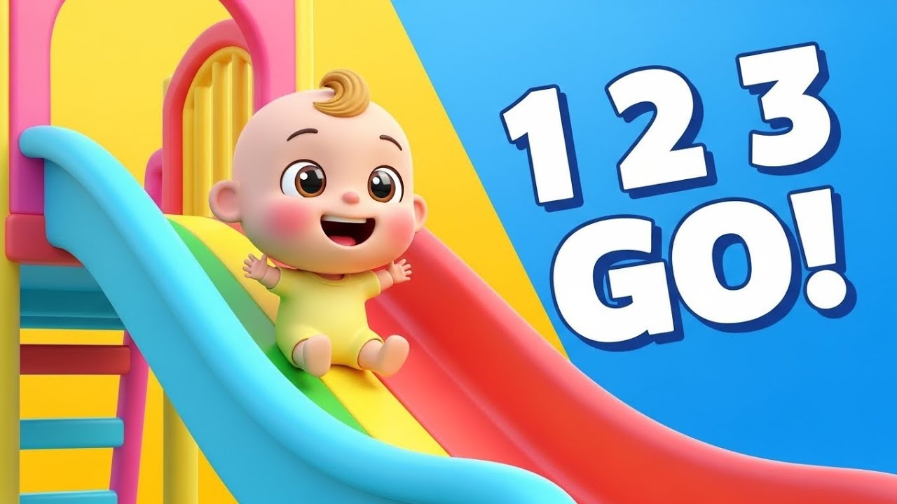 One Two Three Go! 🛝 Baby Sliding Fun | 3D Cartoon Kids Song