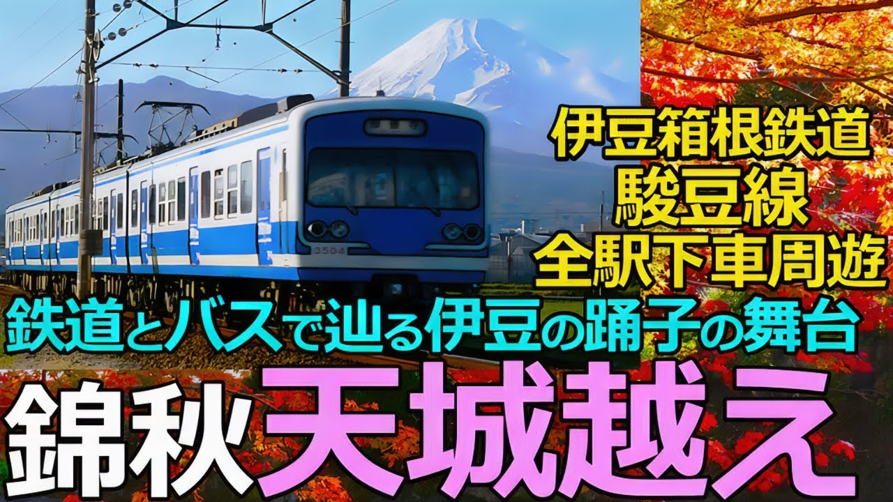 【駿豆線】錦秋！天城越えの鉄旅！鉄道で辿る伊豆の踊子の舞台！三島～修善寺～下田全駅下車周遊の鉄旅
