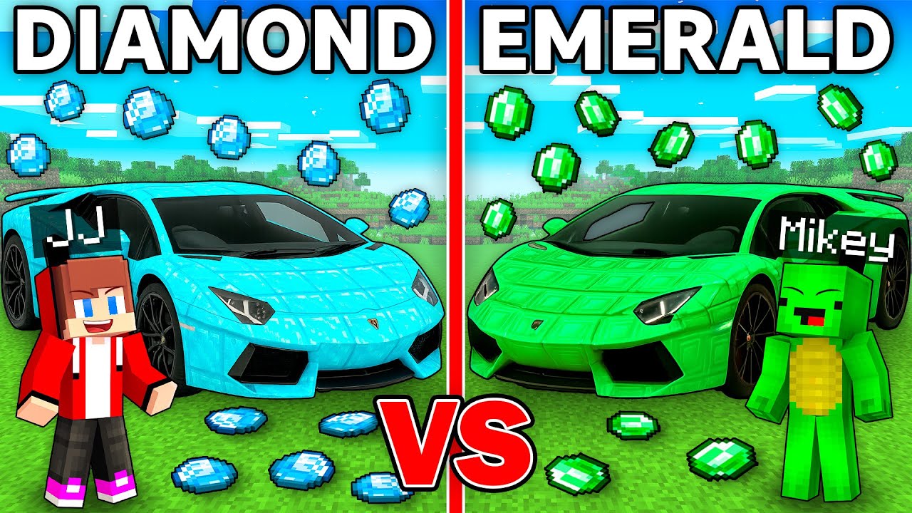 Mikey EMERALD vs JJ DIAMOND Sport Car Survival Battle in Minecraft - Maizen