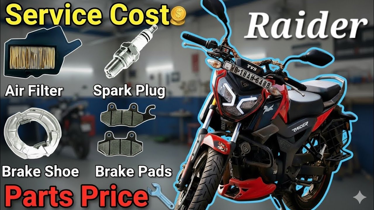 Parts Replacement Price of TVS Raider 125 from Service Center | SparkPlug AirFilter BrakePads Shoe