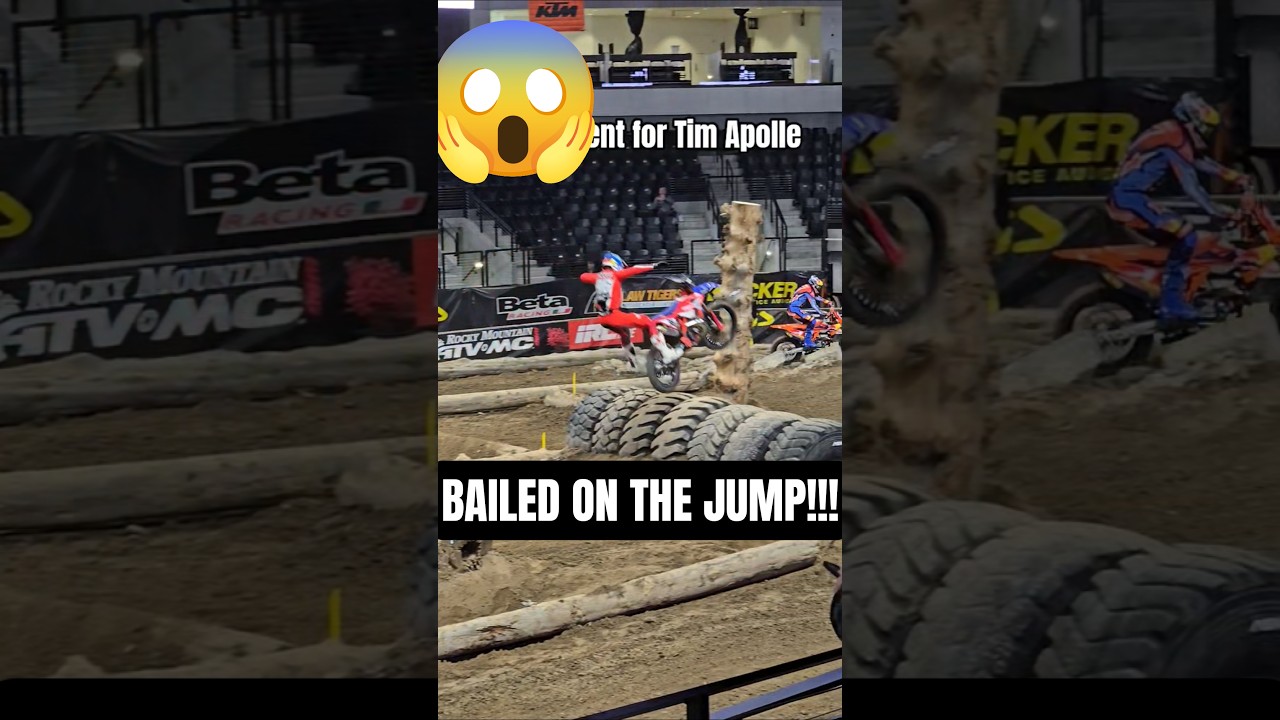 Tim Apolle ghost rides his Beta!!! #dirtbike #endurocross #idahofalls #crash #bail #funny #ouch