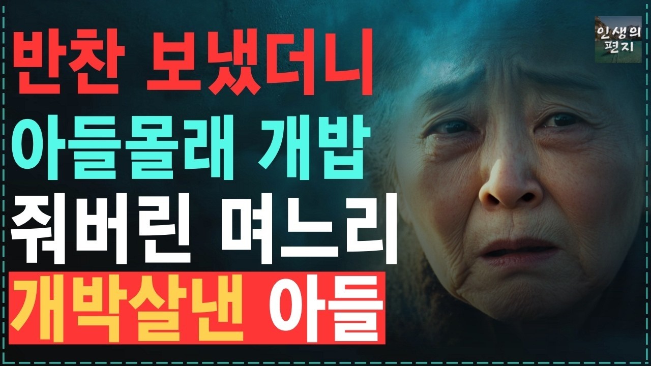 “너희 번호 차단했다!” 반찬 달래서 줬더니 개밥으로 줘버린 며느리, 차라리 먼저 연끊고 내인생 찾을랍니다  참을수 없어 다 박살내 버린어머니  노후   오디오북   사연  라