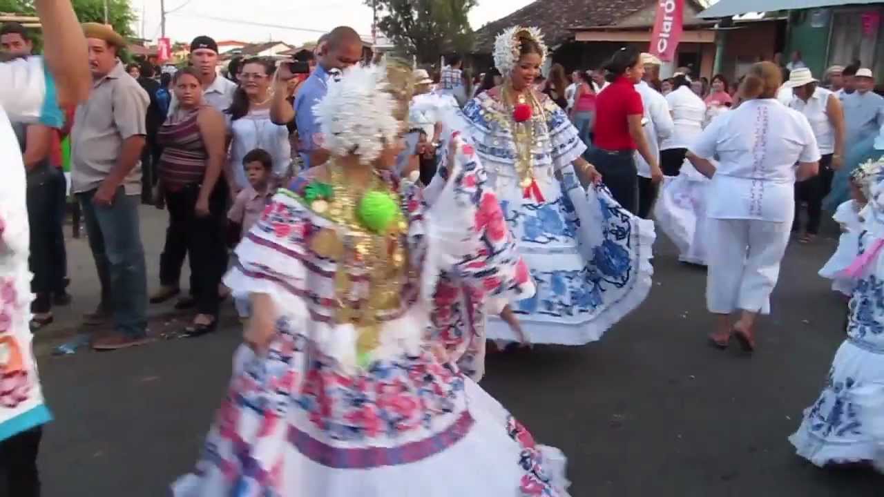 Polleras on Parade in Santo Domingo, Panama During Carnival