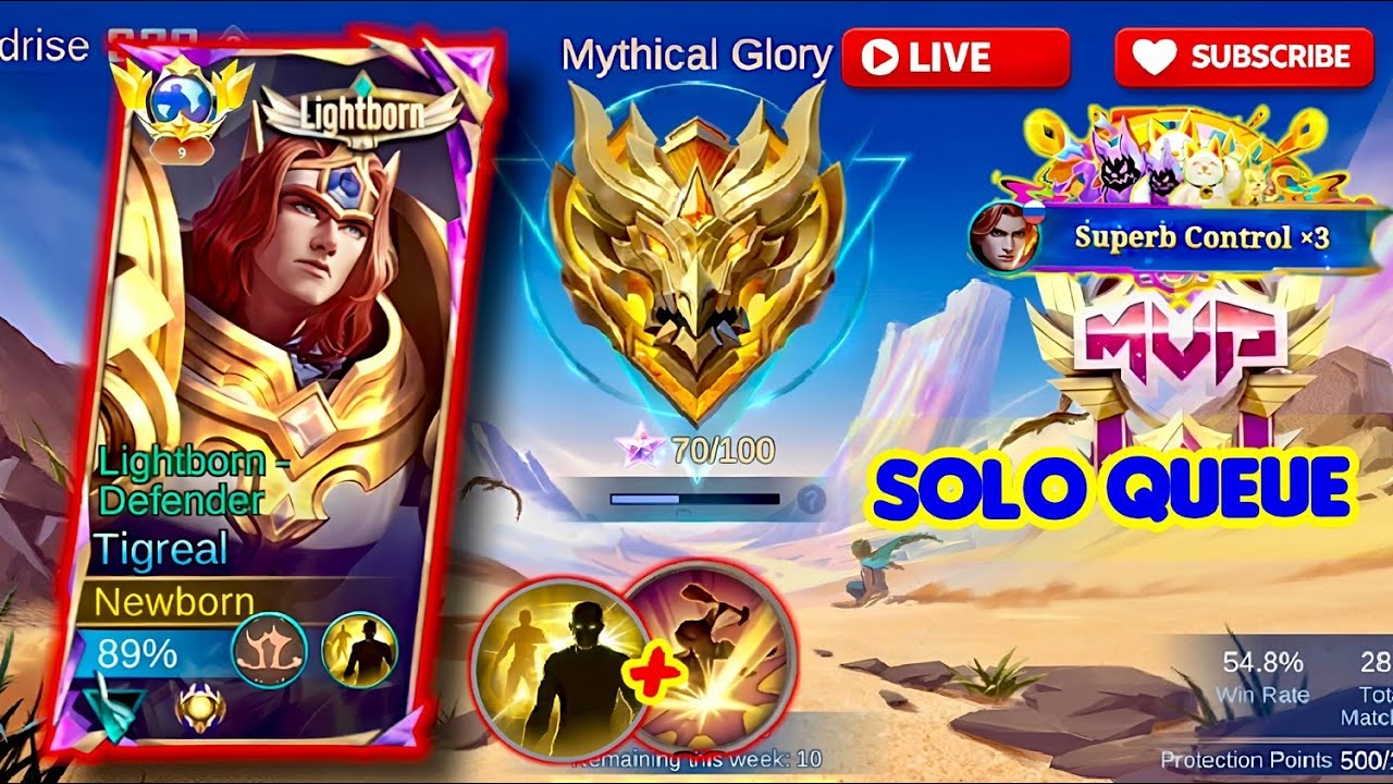 🔴 DAY 21 LIVE🔥 | SOLO Rank Top INDIA TIGREAL ⚡| Immortal Push ( 77~100 )⭐| MLBB