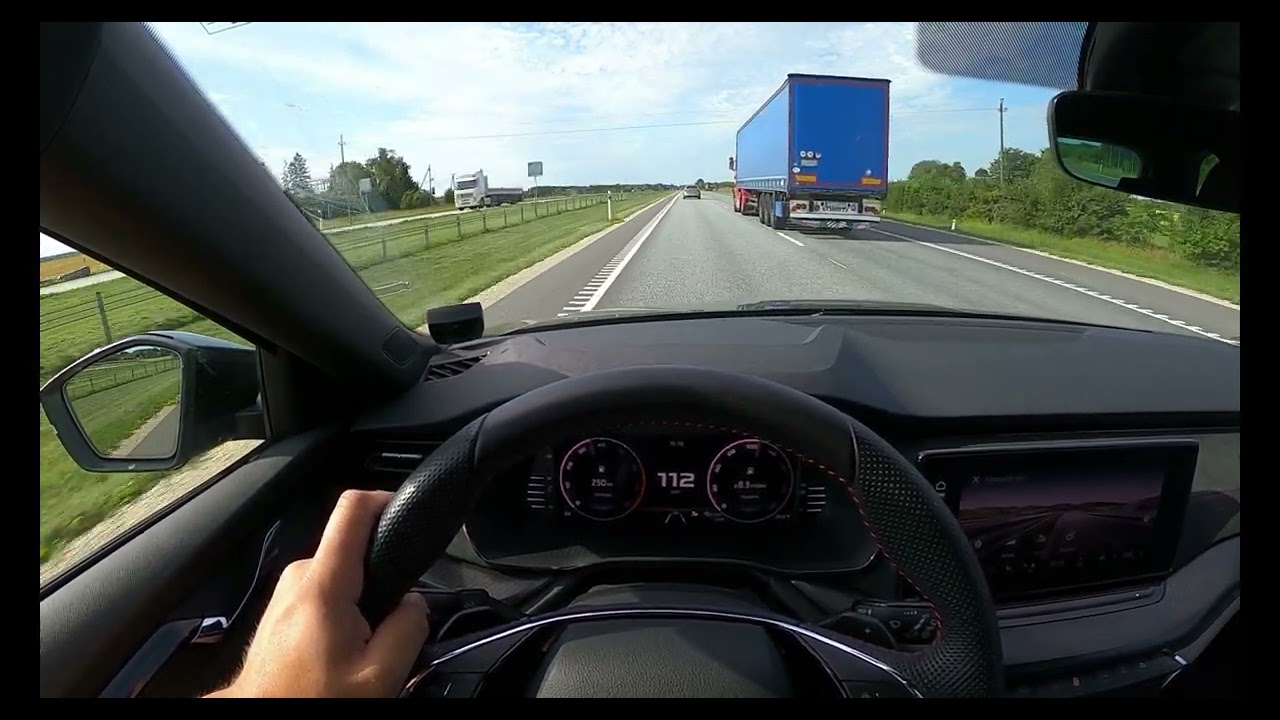 2022 Skoda Octavia Combi RS POV drive, acceleration on highway, autobahn,180kW/245Hp, 2.0 tsi