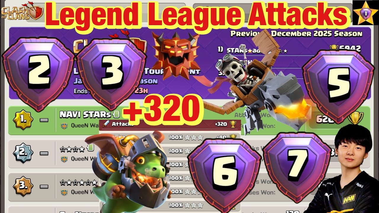 Legend League Attacks February Season Day2 DRAGON RIDER TOTEM With Army Link