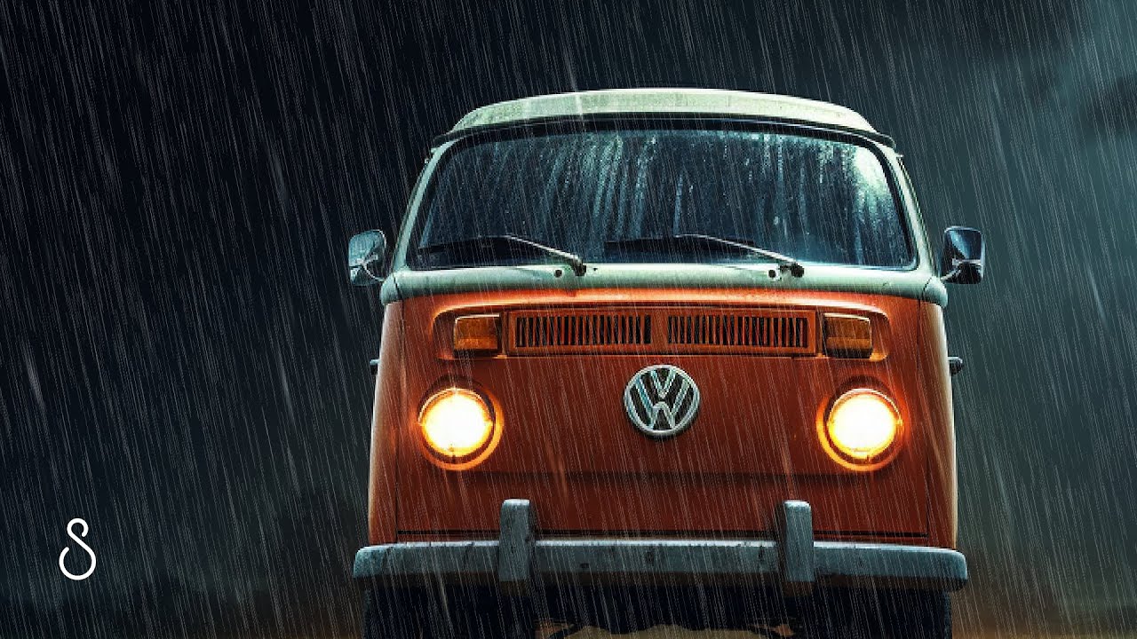 Rain On VW Camper With Thunder💧Black Screen | 12 Hours | Sleep In Series