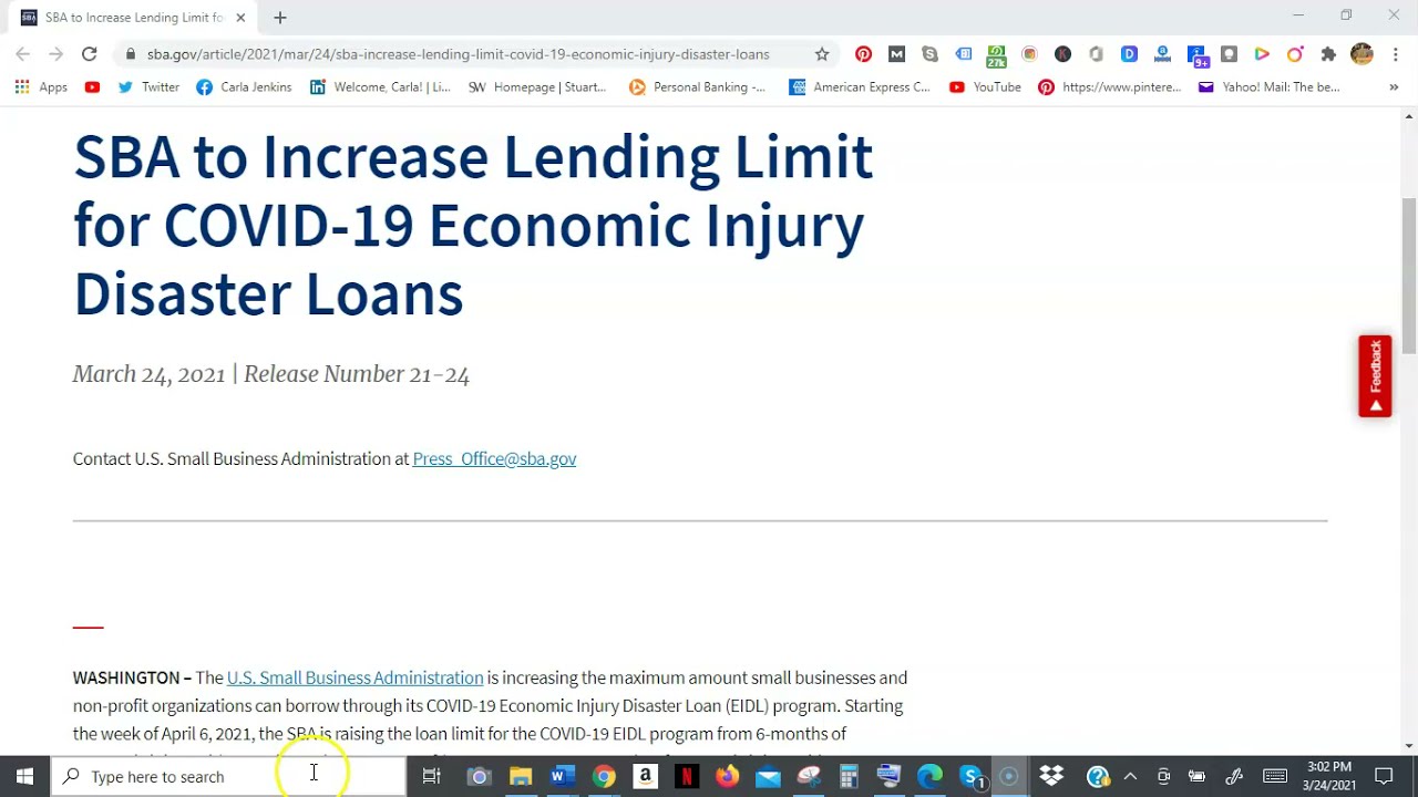 Breaking News: SBA Increases EIDL Loan From $150K to $500K