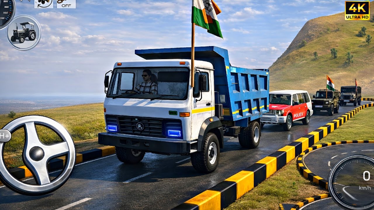 Indian Dumper Truck Convoy Gameplay 🇮🇳 | Police Escort | Ultra HD Graphics