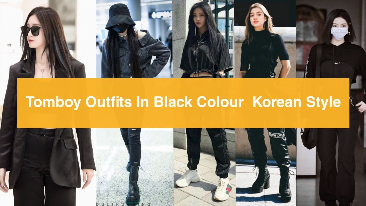 Tomboy Outfits Ideas 2025 | Girly Tomboy Black Outfit Design | Korean Tomboy Outfit| Tomboy Fashion