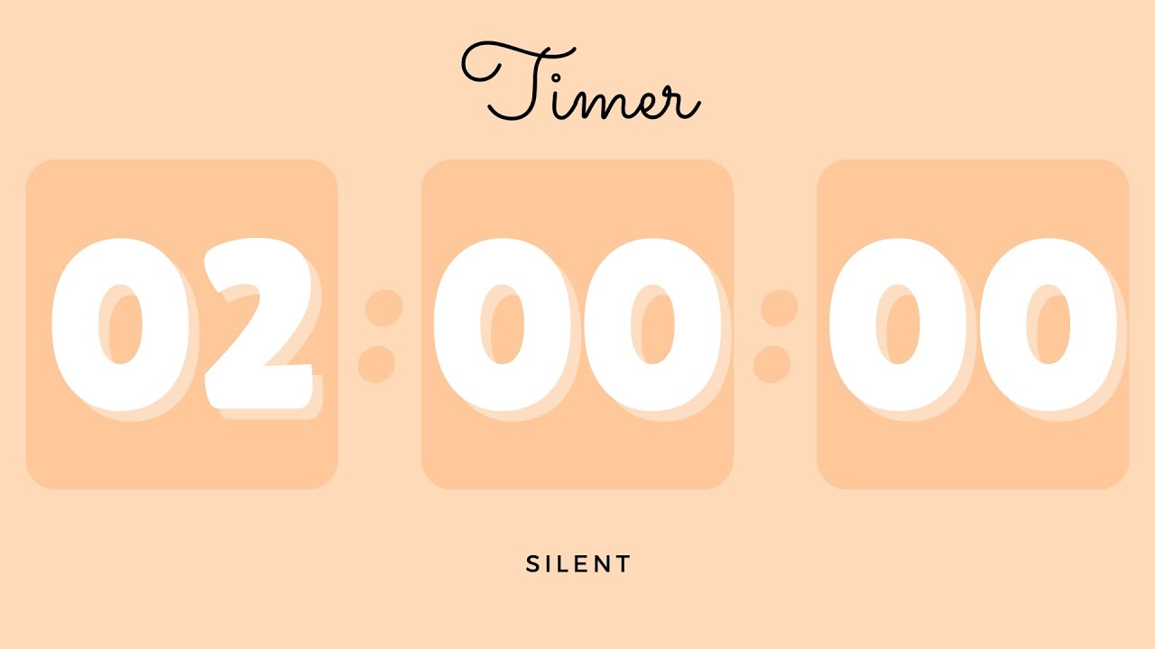 🍊 2 Hours Silent Timer with Cute Ending Alarm | Pastel Orange Timer