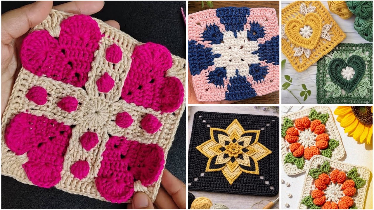 Gorgeous granny crochet square pattern for bags,blankets,cardigan etc