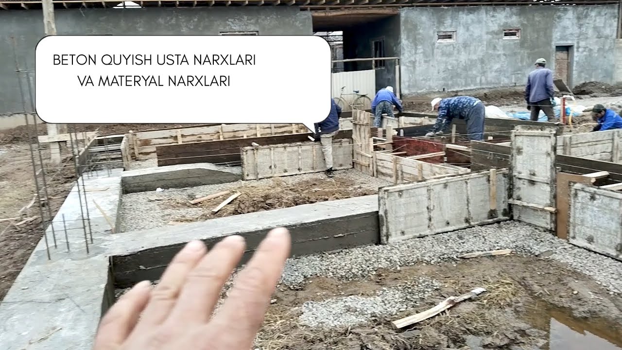 Beton quyish usta narxlari va materiallar narxini 2026 yilda