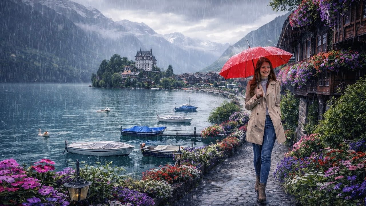 Rainy Relaxing Walk in The Most Beautiful Swiss Villages, Switzerland’s Paradise on a Rainy Day🏔️