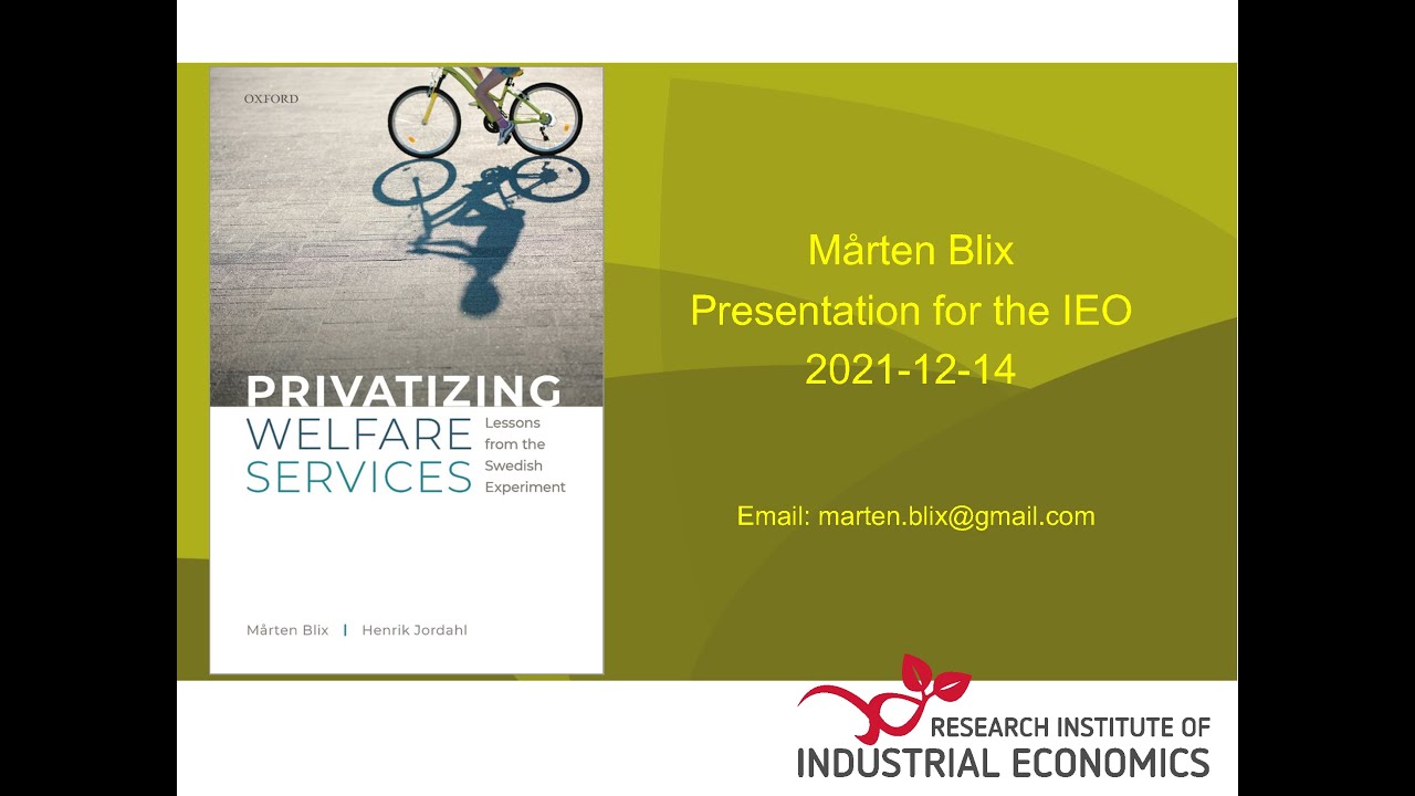 IEO Virtual Seminar: Sweden&rsquo;s Successful Financing of A Strong Welfare System