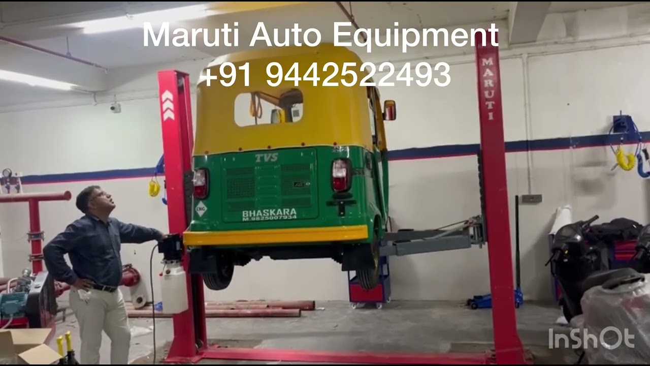 4 Ton Two post lift with Base plate Model. Maruti Auto Equipment +91 9442522493