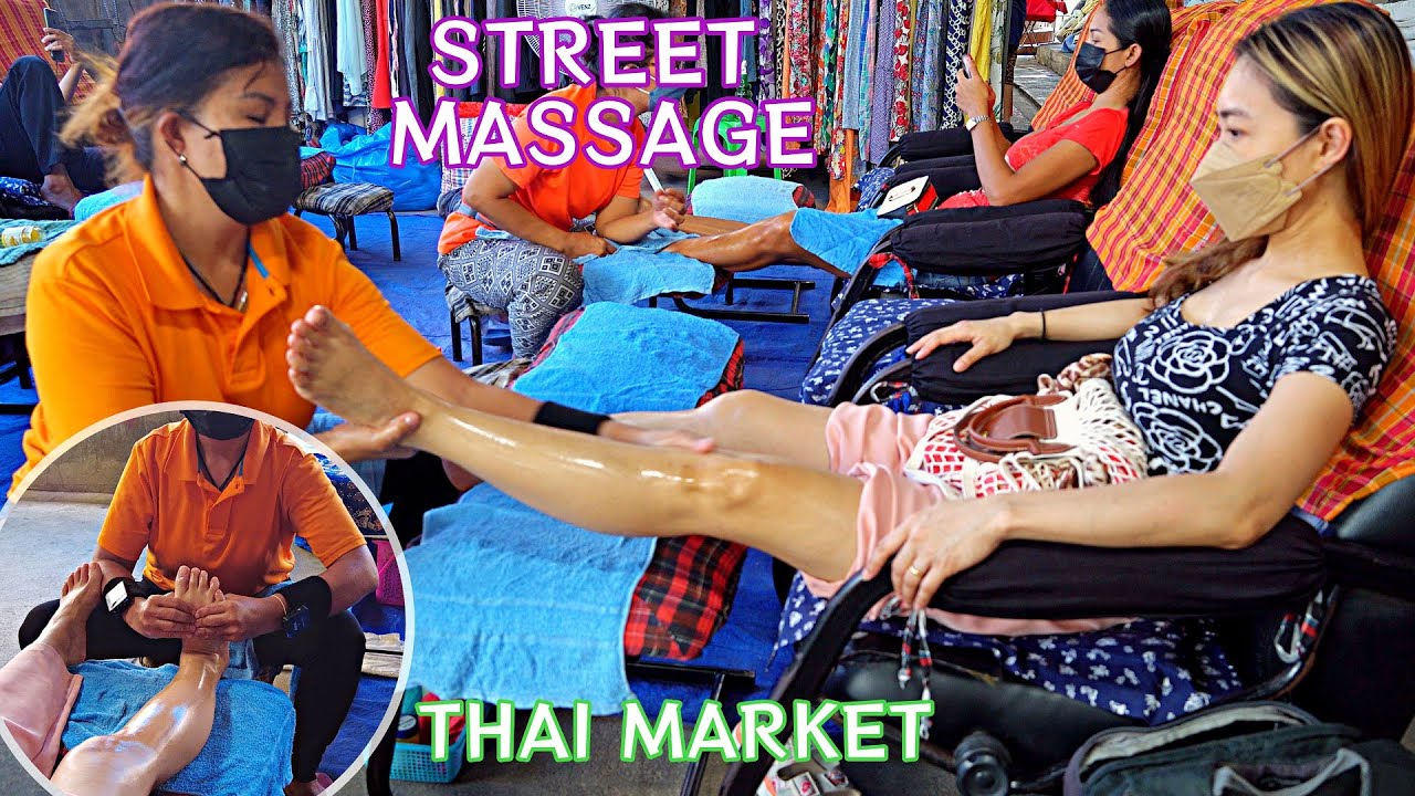$2 Thai FOOT MASSAGE at early morning Market (unintentional ASMR with Natural street Sound)