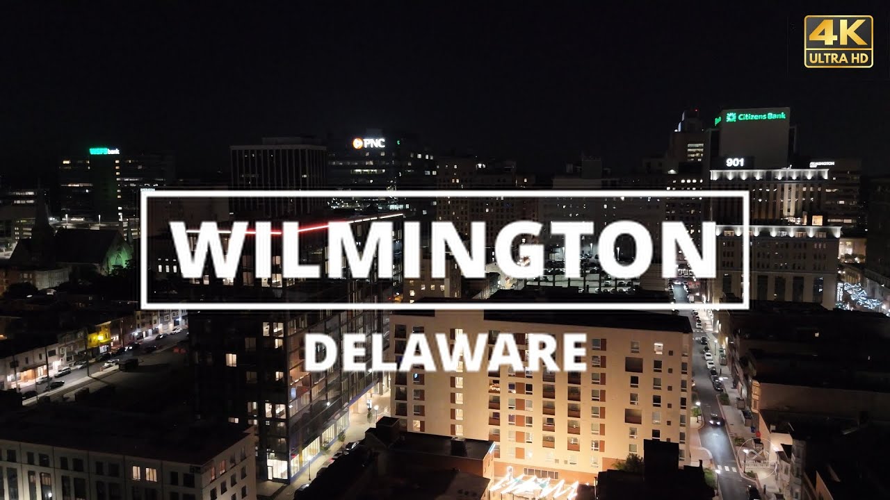 Wilmington, Delaware - [4K] Night Drone Tour