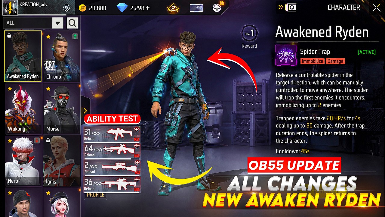 AWAKEN RYDEN + OB55 NEW WEAPON TEST🔥 -