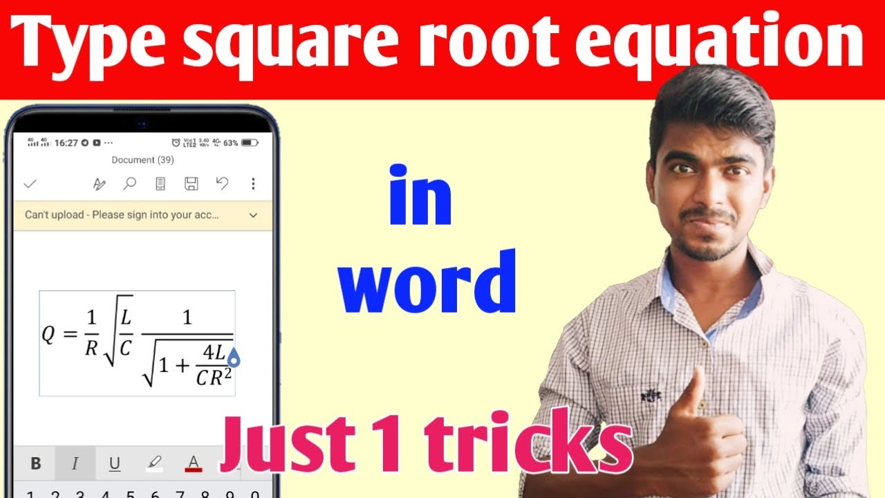 how to write square root equations in word | square root type kaise kare mobile se |