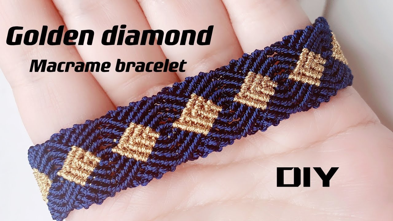 #DIY#tutorial#golden#diamond#macrame#bracelet