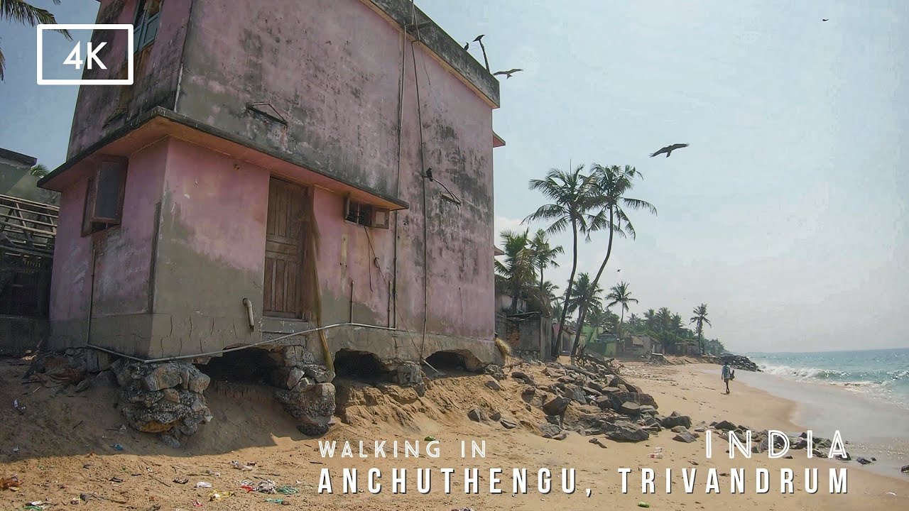 Walking in a Kerala coastal Village | Anchuthengu , Trivandrum | 4K Walking tour in India