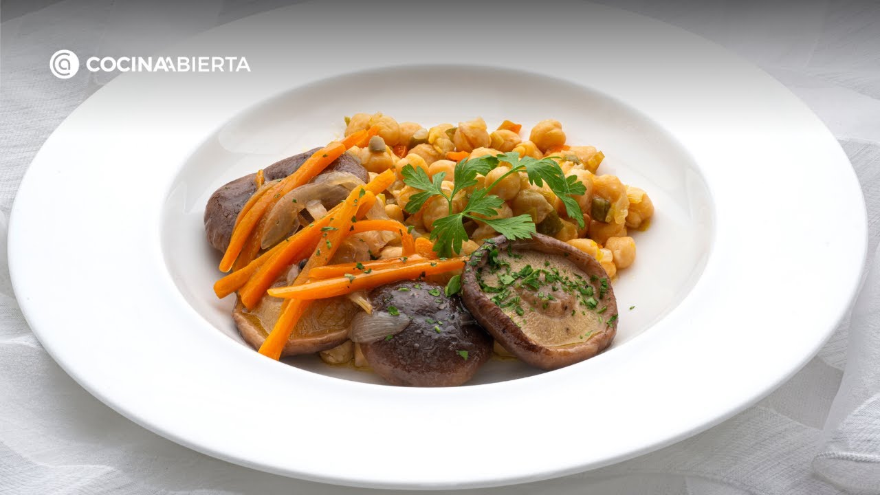 Garbanzos con setas en escabeche | Receta fácil de Joseba Arguiñano