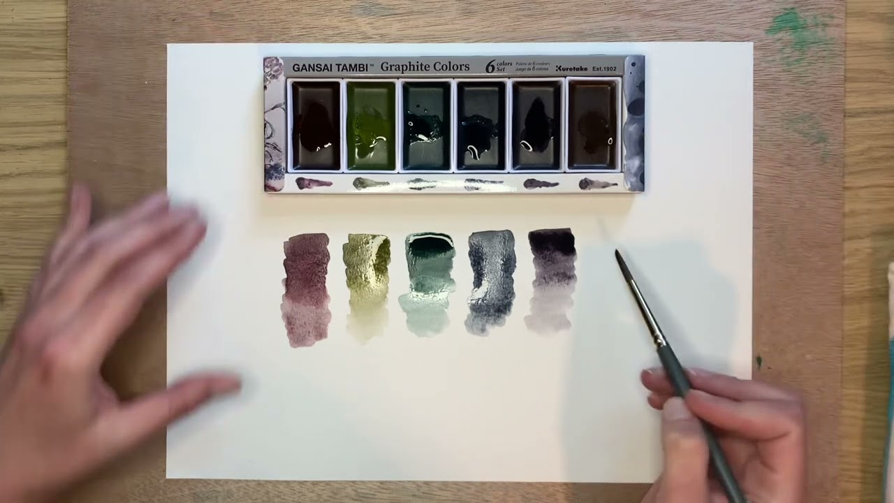 Swatching Kuretake GANSAI TAMBI Graphite Colors